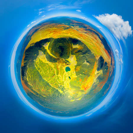 Aerial photo by drone copter Svidovets ridge mountains, lakes Vorozheska, Apshinets, Dogyaska and...