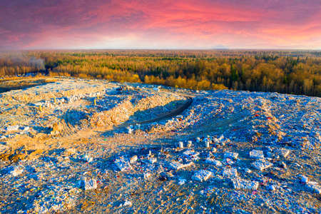 the city trash can is a landfill where the Roma tribe sort out garbage, taking away plastic for...