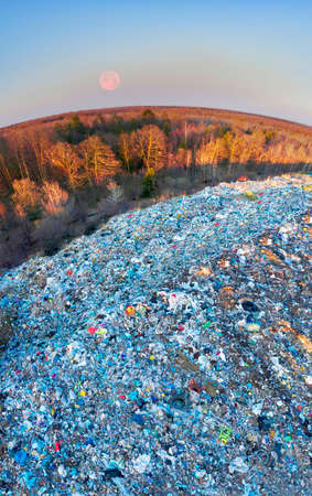 Aerial footage with a modern drone quadcopter shows the global scale of recycling European urban...