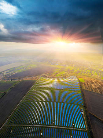 Solar panels in Ukraine, Eastern Europe. New technologies of green energy without thermal, chemical,...