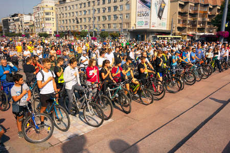 Ukraine, Ivano-Frankivsk - August 22, 2021: Annual famous bike ride before the Independence Day. The...