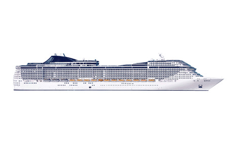 Large cruise ship on a white backgroundの写真素材