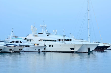View of the luxury boats in the marinaの写真素材