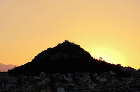 Silhouette of the city of Athensの写真素材