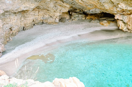 Beach in the grotto の写真素材