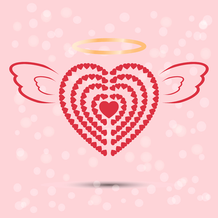 Heart wing angel pattern. Vector illustration.のイラスト素材