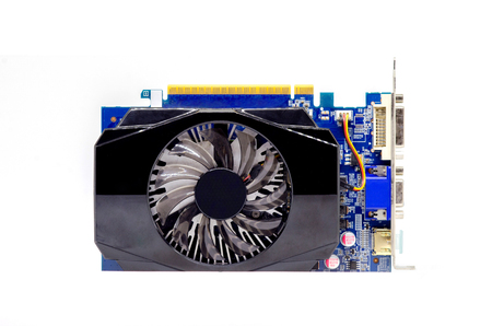 graphic card isolated on white, DVI and VGA or D-SUB for LCD and CRT monitors connect computer PC