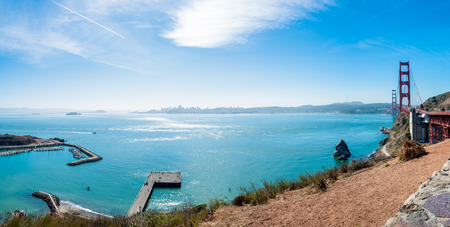 View from Golden Gate Bridge Vista Point to San franciscoの写真素材