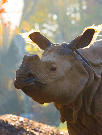 Rhinoceros in the zoo, close-up photo.の写真素材