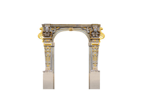 stone arch isolated on white backgroundの写真素材