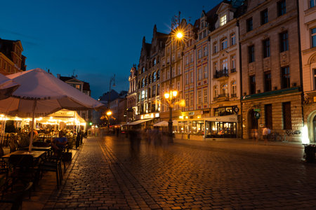 21-07-2022: night view of the Wroclaw market square. Wroclaw old and a very beautiful city in Poland