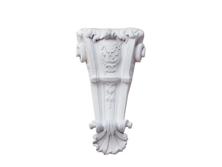 medieval plaster fragment for home decoration isolated on white backgroundの写真素材