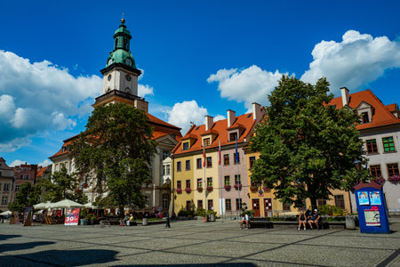 2022-08-02. Market square in old town of Jelenia Gora, Polandのeditorial素材
