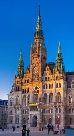 12 10 2022: Town hall and central square in Liberec, Czech Republicの写真素材