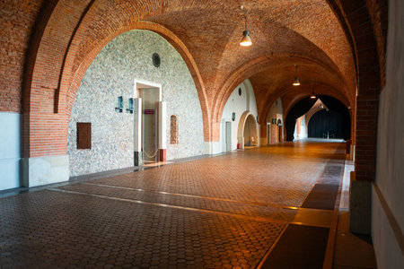 2022-10-28 view inside the brickwork of the royal palace warsaw-polandの写真素材