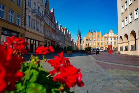 17 10 22: beautiful houses on the market square in Opole, Polandの写真素材