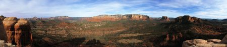 Sedona Arizona area panorama from the top of the Mace rock formation