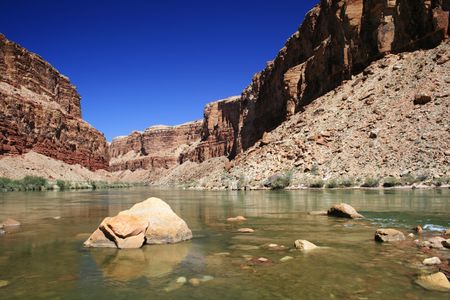 the Colorado River flows through Marble Canyonの写真素材