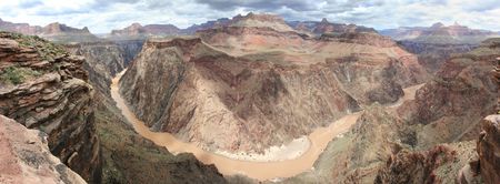 Grand Canyon and Colorado River panorama from plateau pointの写真素材