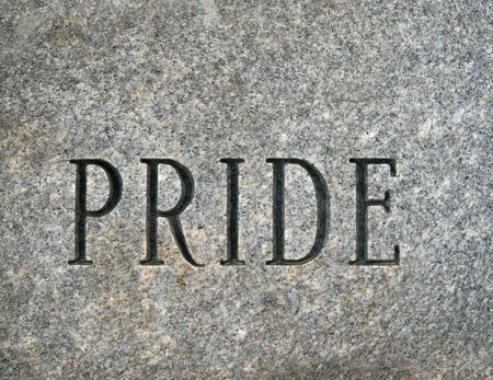 the word pride carved onto a granite cobble stoneの写真素材