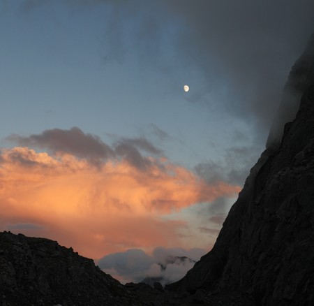 Jackass Pass in the Wind River Mountains in the eveningの写真素材