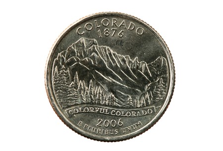 Colorado state quarter isolated on white backgroundの写真素材