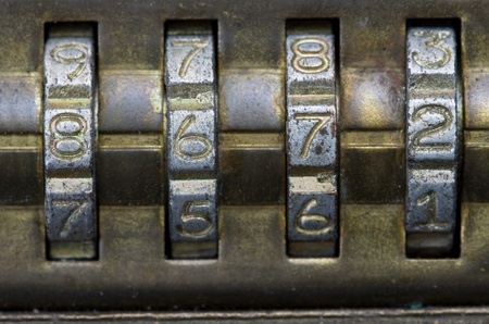 macro image of brass combination lock with the number set to 8672の写真素材
