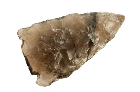 translucent obsidian arrowhead isolated on white background
