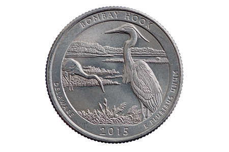 Bombay Hook commemorative quarter coin isolated on whiteの写真素材
