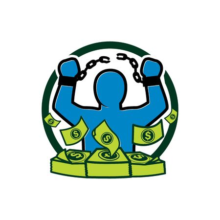 Freedom financial from chain ties.のイラスト素材