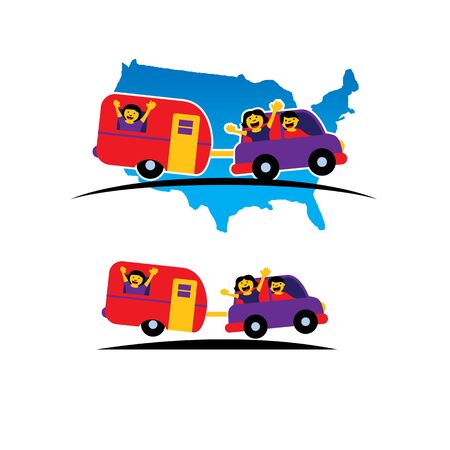 The logo is suitable for blogs, books, writing memories of family travel using vans and campers.のイラスト素材