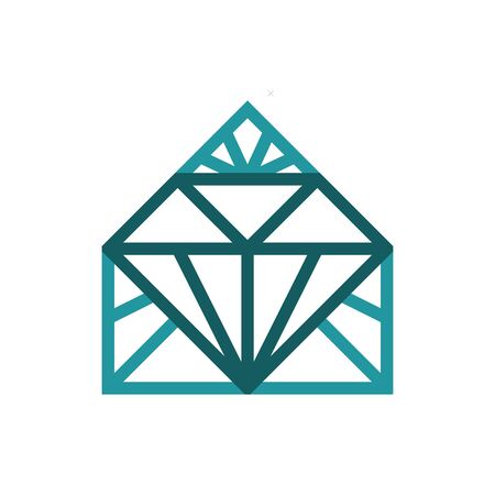 Diamond house logo. Suitable for house, home, construction, building, realtor, interior design logo.のイラスト素材