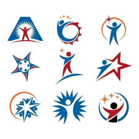Set of success star logo icon vectorのイラスト素材