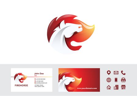 Fire Horse Logo - Business Cards Design Vectorのイラスト素材