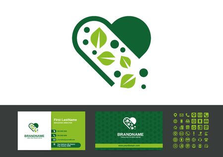 pills pharmacy love logo business card template vectorのイラスト素材