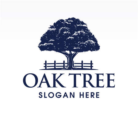 Oak tree, logo, silhouette, icon. Nature, strong, ecology symbol. Vector illustration.のイラスト素材