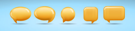 3D speech bubble cartoon, isolated on orange background. 3D Chat icon collection..のイラスト素材