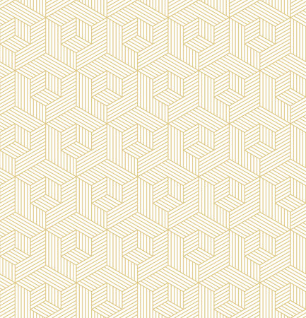 Abstract stripes, line vector seamless pattern. Neutral monochrome business background, gold white color. Linear shapes, creative geometric ornament stock illustrationのイラスト素材