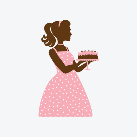 Artisan woman chef holding a bakery restaurant cafe logo icon.のイラスト素材