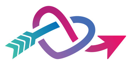 Arrows forming a heart. Dating relationship love symbol for web and app logo icon.のイラスト素材