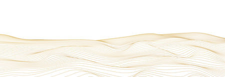 Vector abstract line art wavy flowing dynamic gold isolated on transparent background in concept luxury, wave, wind, ocean, landscape illustration.の素材