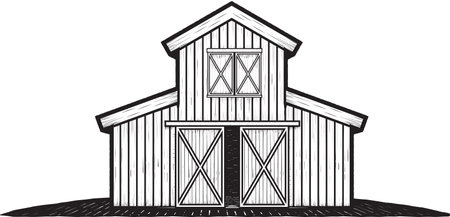 Vintage farm barn logo design - house farm cow cattle barn wood building logo designのイラスト素材