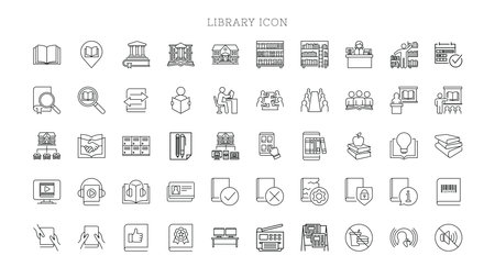 Library icon set. Books symbols for apps or web sites.のイラスト素材