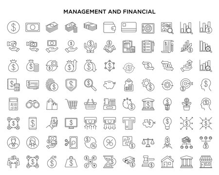 Management Financial Money Icon Set for modern infographic icon logo and pictogram on mobile concepts and web apps.のイラスト素材