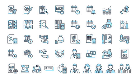 Set of line icon related to income, salary, money, business. Outline icon collection. Editable stroke. Vector illustrationのイラスト素材