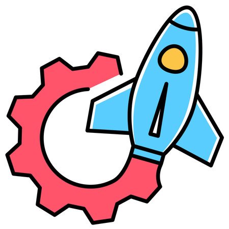Gear and rocket icon set. Business start up symbol.のイラスト素材