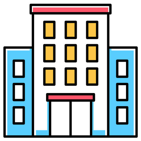Office building sign icon in flat style. Architecture business concept.のイラスト素材
