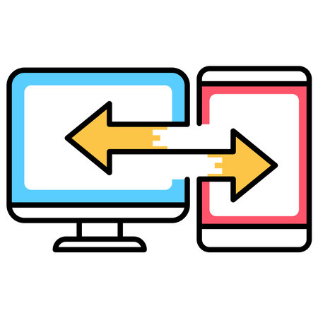 monitor mobile phone arrow responsibility iconのイラスト素材