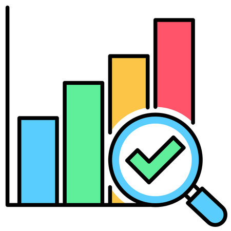 magnifying glass with bar chart icon. Analytic vector.のイラスト素材