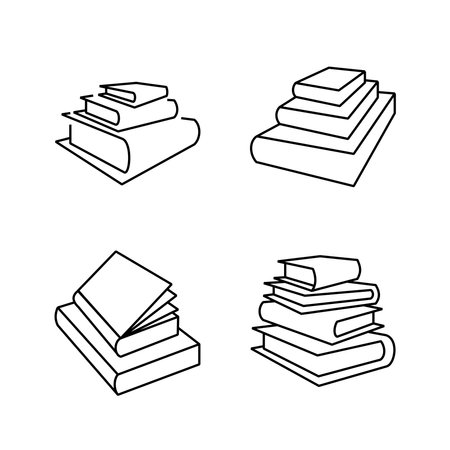 Book set line icon, logo isolated on white backgroundのイラスト素材